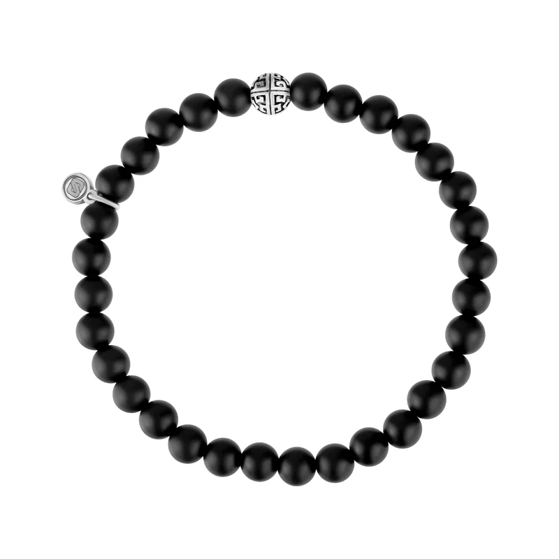 Mattes schwarzes Perlenarmband | 6MM
