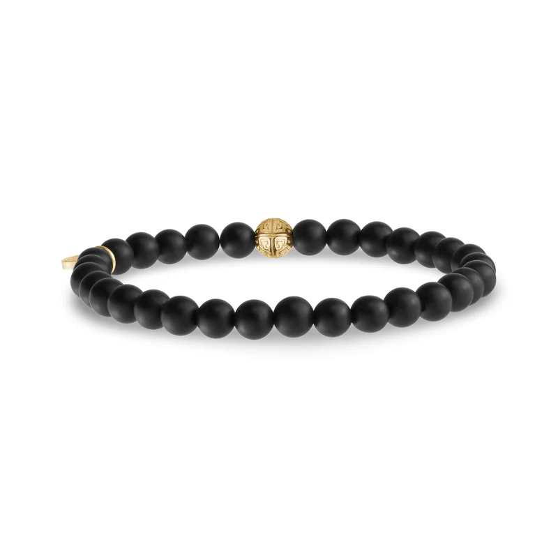 Mattes schwarzes Perlenarmband | 6MM