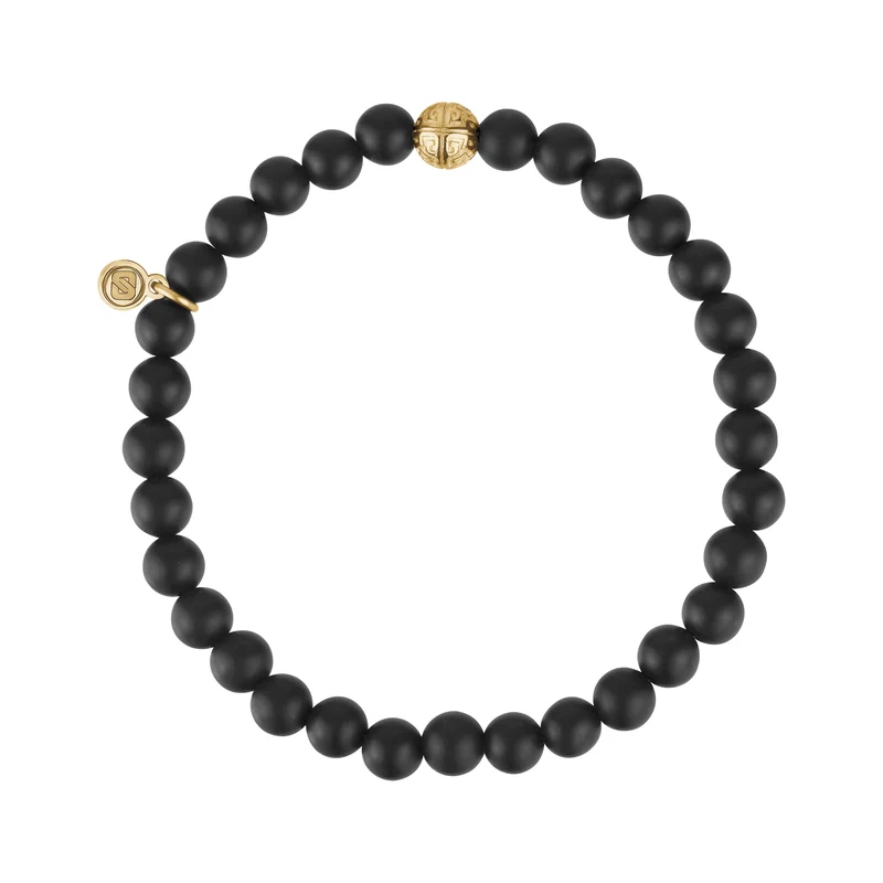 Mattes schwarzes Perlenarmband | 6MM