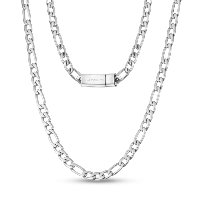 7mm Figaro Link Kette mit Gravur