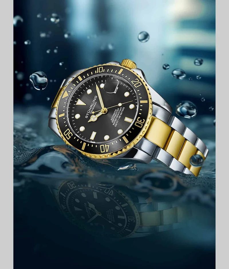 Stührling Two tone gold Japanese Automatic Depthmaster 42mm Diver