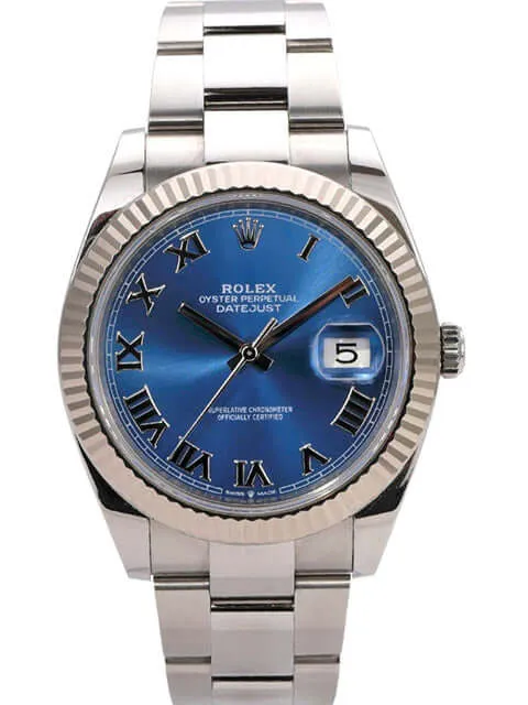 Rolex Datejust 41 Edelstahl Weißgold 126334 Blau Römisch