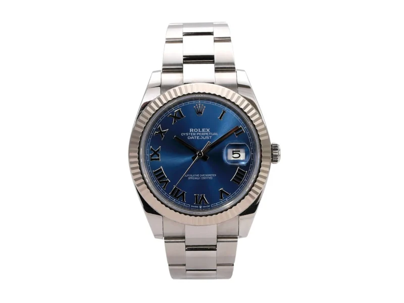 Rolex Datejust 41 Edelstahl Weißgold 126334 Blau Römisch