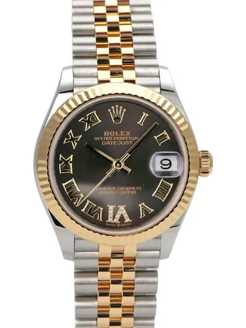 Rolex Datejust 31 Oystersteel Gelbgold 278273 Dark Grey R Diamant Jubile-Band