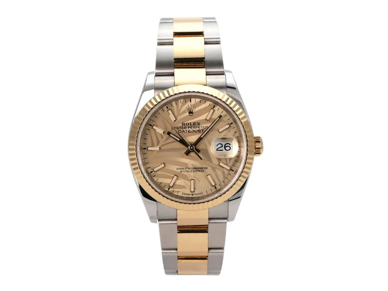 Rolex Datejust 36 Oystersteel Gelbgold 126233 Golden Palmenmuster
