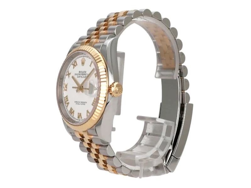 Rolex Datejust 36 Oystersteel Gelbgold 126233 Weiß Römisch Jubile-Band