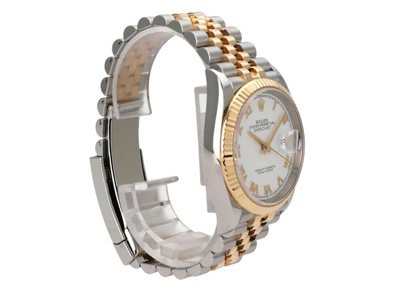 Rolex Datejust 36 Oystersteel Gelbgold 126233 Weiß Römisch Jubile-Band