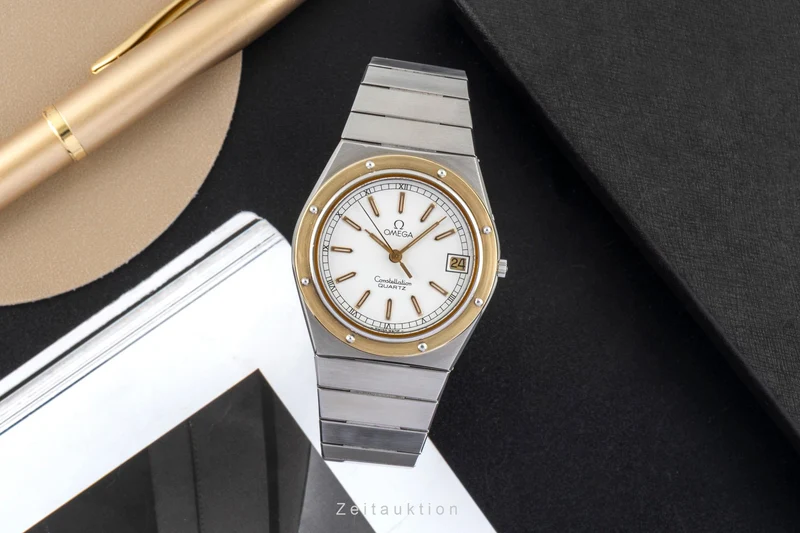 Omega Constellation steel / gold quartz men's watch 196.0147 / 396.0879 Vintage [2604102]
