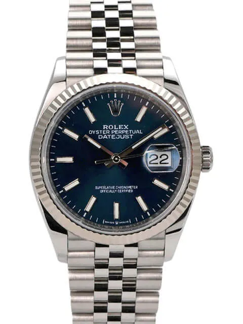 Rolex Datejust 36 Oystersteel Weißgold 126234 Blau Jubile-Band