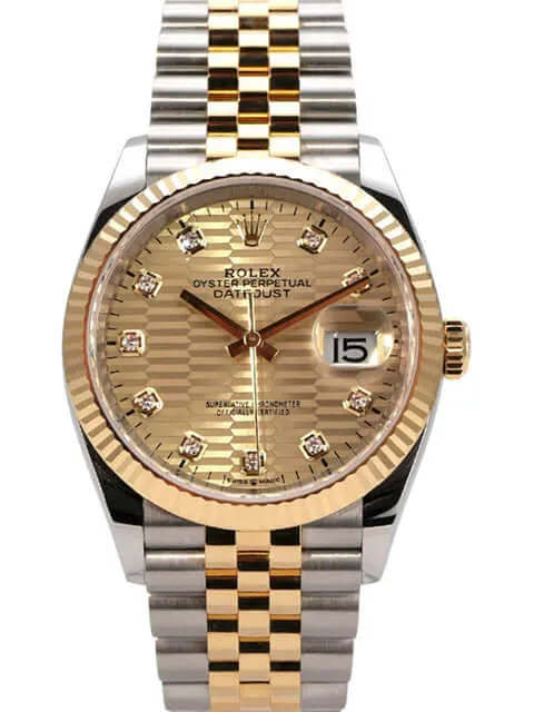 Rolex Datejust 36 126233 Golden Riffel Diamant Jubile-Band