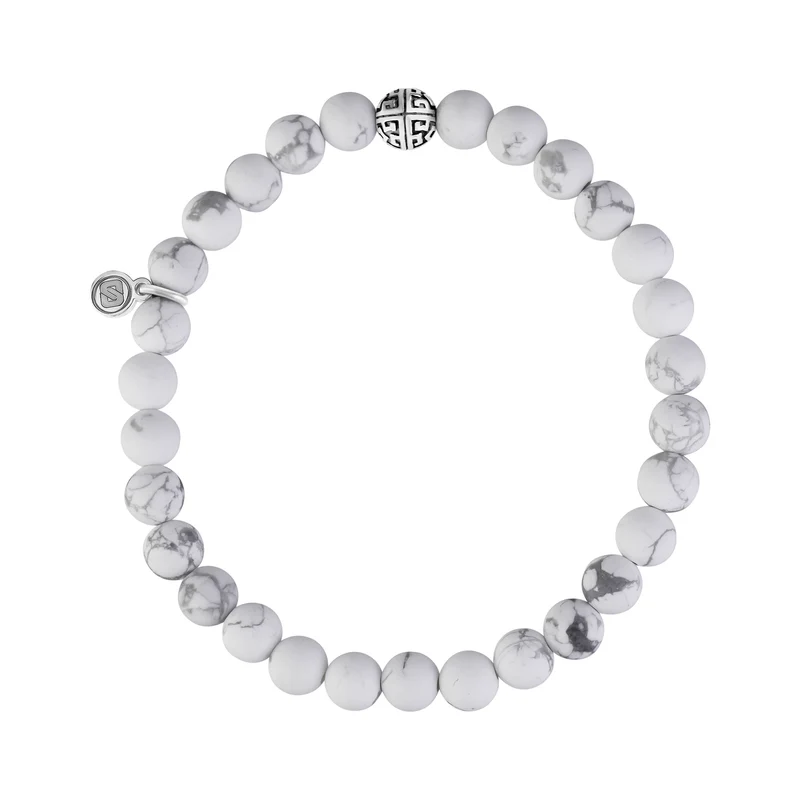 6mm Mattes Weißes Howlite Armband