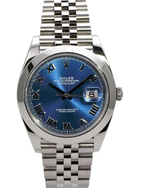 Rolex Datejust 41 Oystersteel 126300 Blau Römisch Jubile-Band