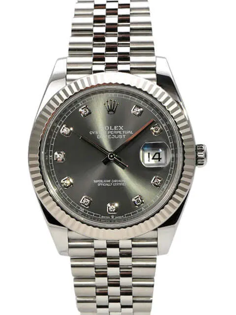 Rolex Datejust 41 Edelstahl Weißgold 126334 Rhodium Diamant Jubile-Band