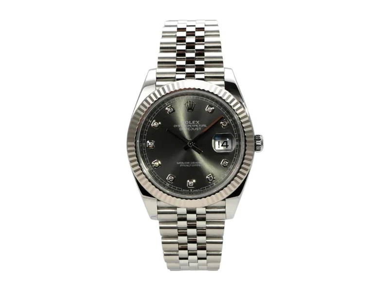 Rolex Datejust 41 Edelstahl Weißgold 126334 Rhodium Diamant Jubile-Band