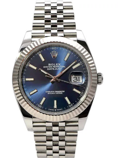 Rolex Datejust 41 Edelstahl Weißgold 126334 Blau Jubile-Band