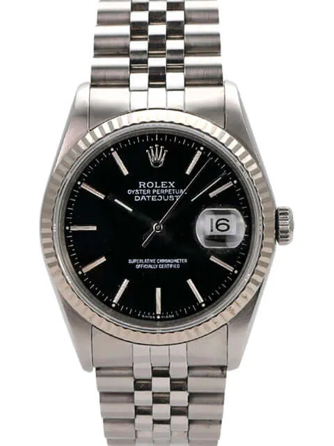 Rolex Datejust 36 Ref. 16234 Schwarz Jubile-Band