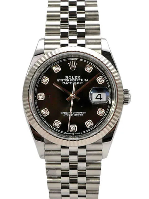 Rolex Datejust 36 Oystersteel Weißgold 126234 Schwarz DIA Jubile-Band