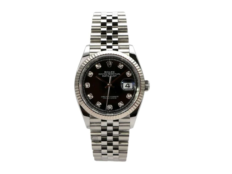 Rolex Datejust 36 Oystersteel Weißgold 126234 Schwarz DIA Jubile-Band