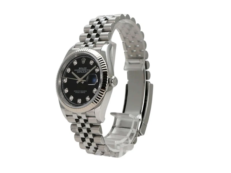 Rolex Datejust 36 Oystersteel Weißgold 126234 Schwarz DIA Jubile-Band