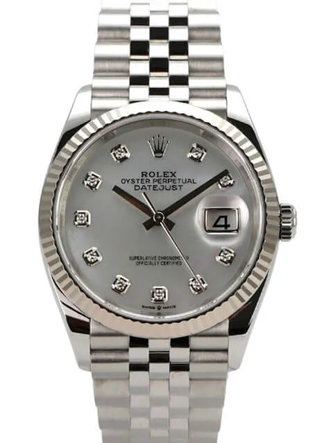 Rolex Datejust 36 Oystersteel Weißgold 126234 Perlmutt Diamant Jubile-Band