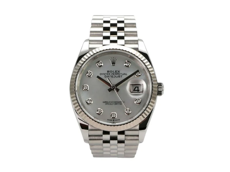 Rolex Datejust 36 Oystersteel Weißgold 126234 Perlmutt Diamant Jubile-Band