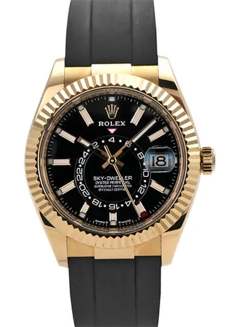 Rolex Sky-Dweller Gelbgold Oysterflex 336238 Schwarz