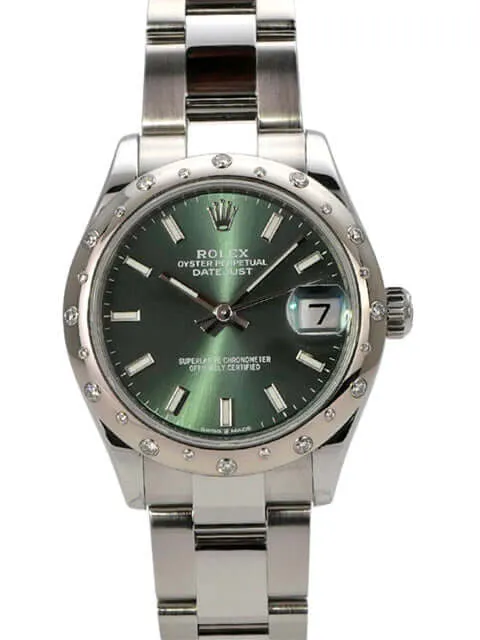 Rolex Datejust 31 Edelstahl Weißgold Diamant 278344RBR Mintgrün