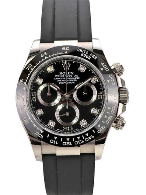 Rolex Daytona 116519LN Weißgold Oysterflex Schwarz Diamant