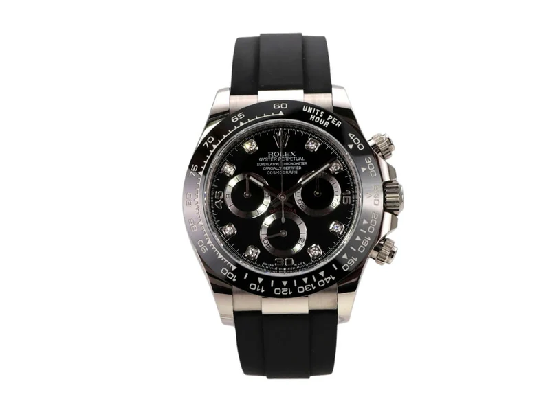 Rolex Daytona 116519LN Weißgold Oysterflex Schwarz Diamant