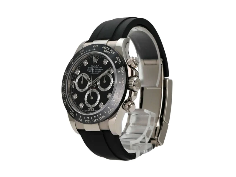 Rolex Daytona 116519LN Weißgold Oysterflex Schwarz Diamant