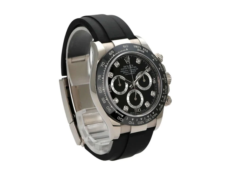 Rolex Daytona 116519LN Weißgold Oysterflex Schwarz Diamant