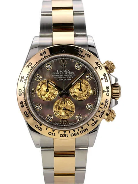 Rolex Daytona Edelstahl Gelbgold 116503 Dunkles Perlmutt Diamant