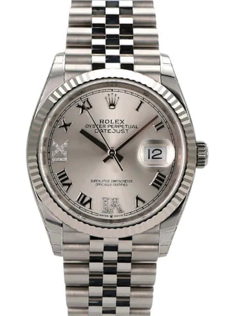 Rolex Datejust 36 Oystersteel Weißgold 126234 Silber R Diamant Jubile-Band