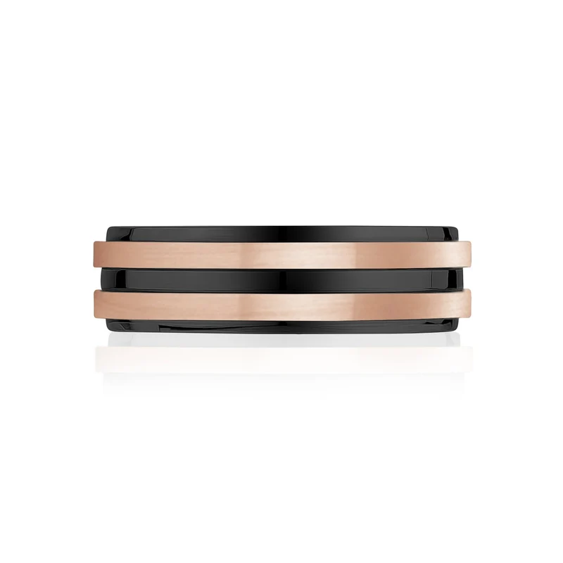 7mm Rose Gold & Schwarzes Band
