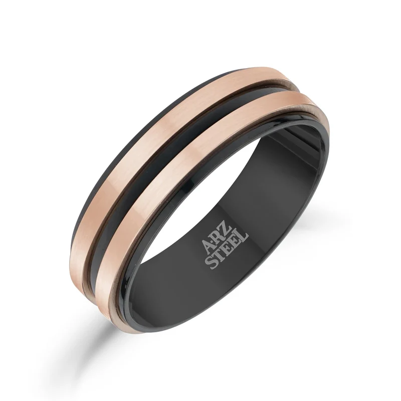 7mm Rose Gold & Schwarzes Band
