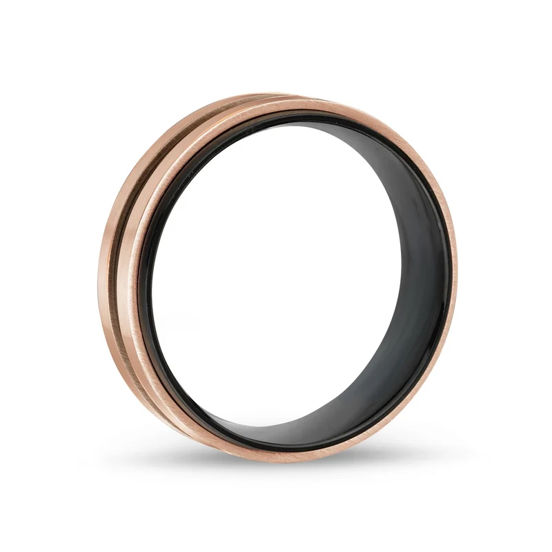 7mm Rose Gold & Schwarzes Band