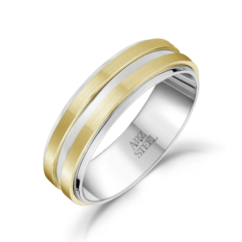 7mm Stahl & Gold Band