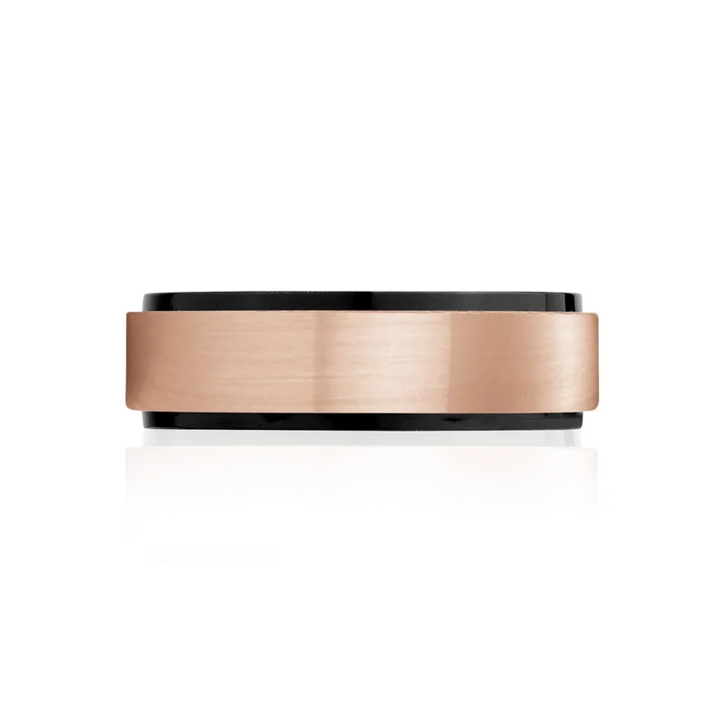 7mm Schwarz & Rose Gold Band