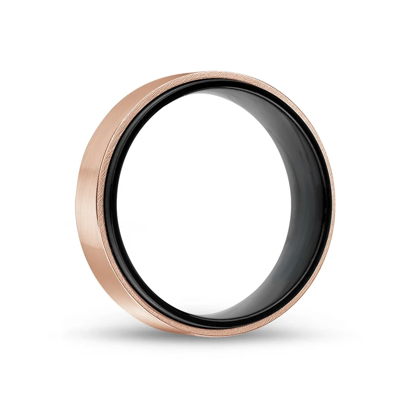 7mm Schwarz & Rose Gold Band