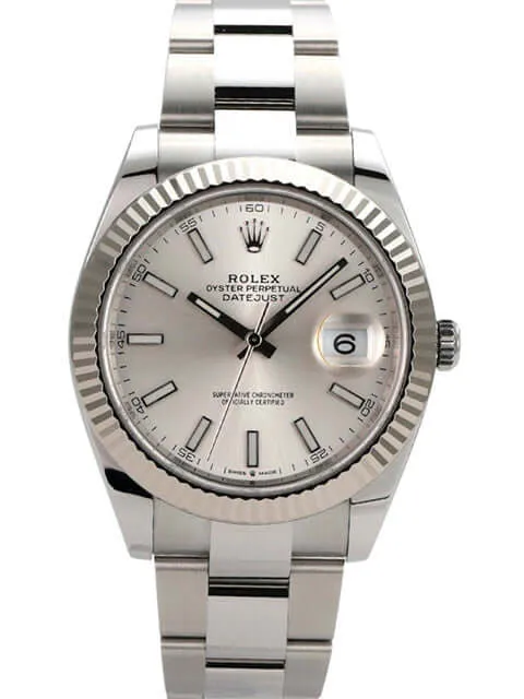 Rolex Datejust 41 Edelstahl Weißgold 126334 Silber
