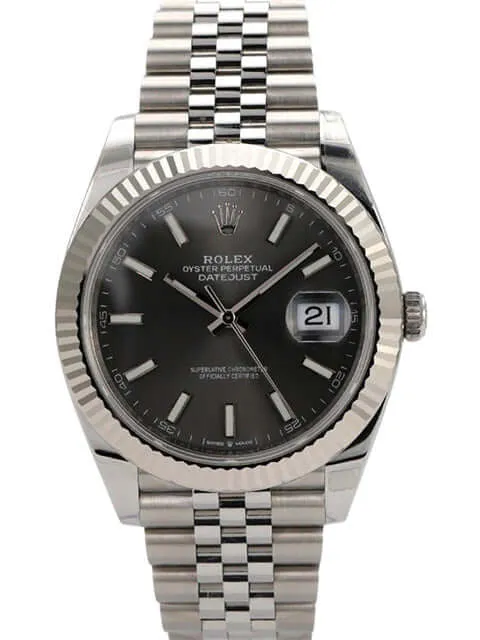 Rolex Datejust 41 Edelstahl Weißgold 126334 Rhodium Jubile-Band