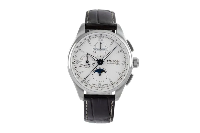 Union Glashütte Belisar chronograph steel automatic men's watch D014.425.16.017.00 LP: 3600EUR [2603982]