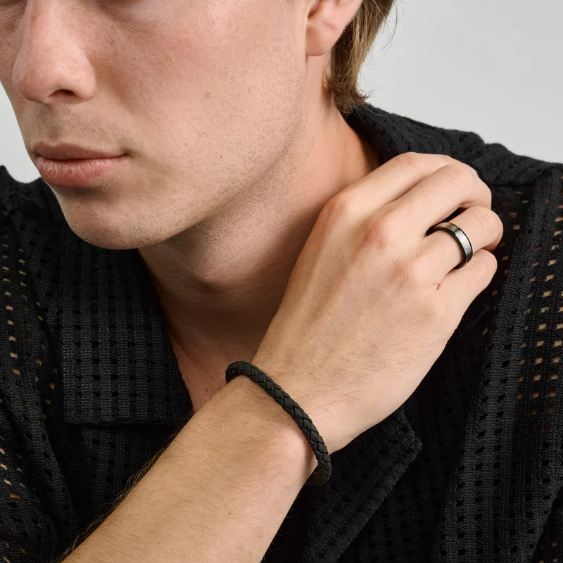 Schwarzes Lederarmband | 6MM