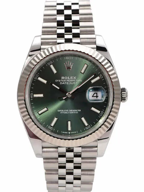 Rolex Datejust 41 Edelstahl Weißgold 126334 Mint Green Jubile-Band