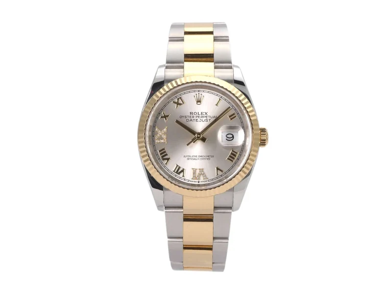 Rolex Datejust 36 Oystersteel Gelbgold 126233 Silber Römisch Diamant