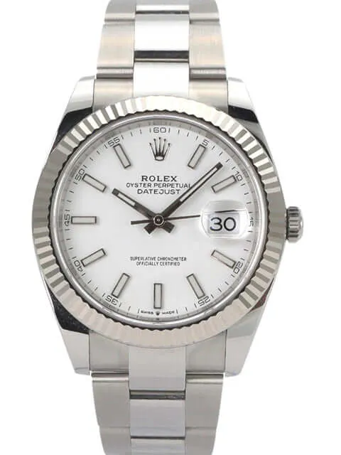 Rolex Datejust 41 Edelstahl Weißgold 126334 Weiß