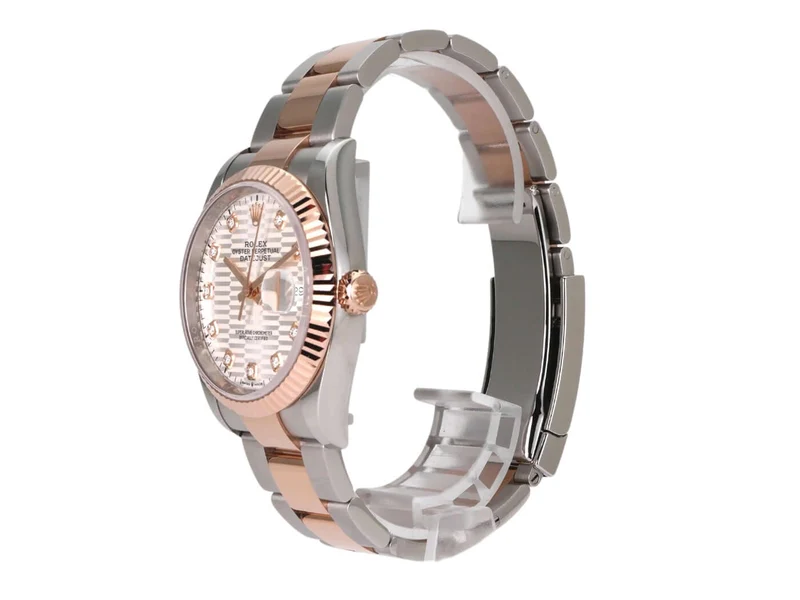 Rolex Datejust 36 Oystersteel Everose-Gold 126231 Silber Riffelmuster Diamant