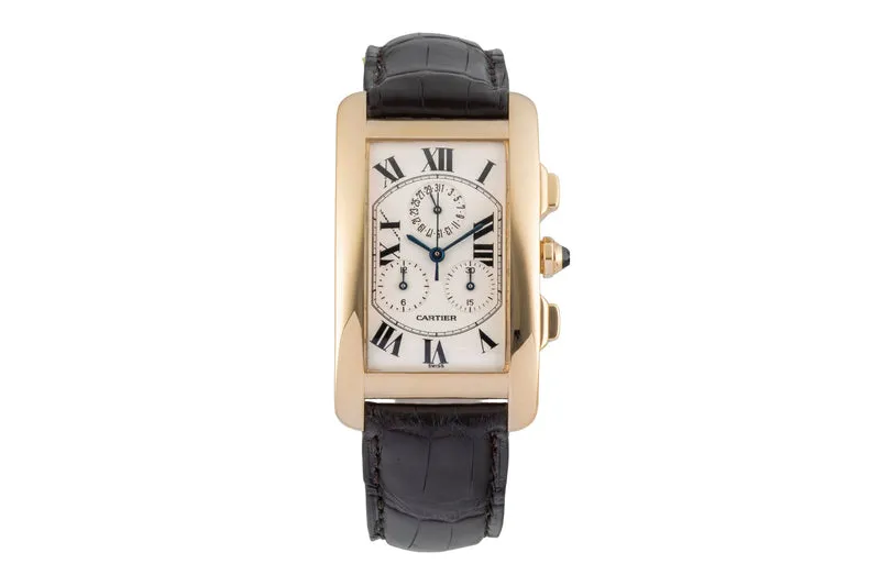Cartier Tank Américaine chronograph 18 ct gold quartz men's watch W2601156 [2603835]