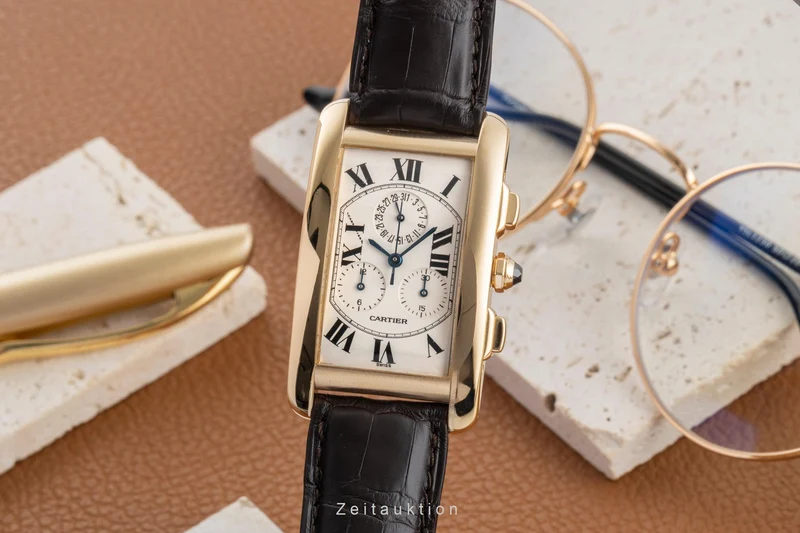 Cartier Tank Américaine chronograph 18 ct gold quartz men's watch W2601156 [2603835]