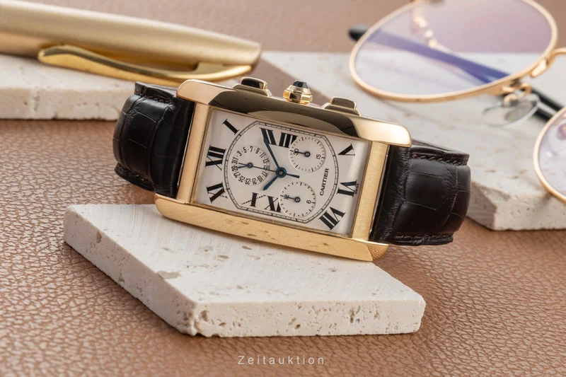 Cartier Tank Américaine chronograph 18 ct gold quartz men's watch W2601156 [2603835]